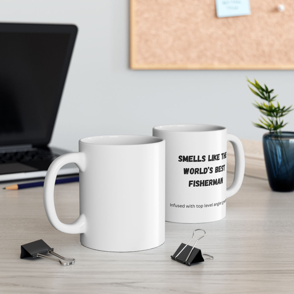 "Smells Like The World's Best Fisherman" Funny Fishing Ceramic Mug (11oz/15oz) — Gift for Anglers