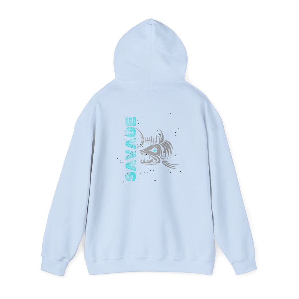 "Savage" Fish Hoodie - Retro Aqua Graphic Hooded Sweatshirt