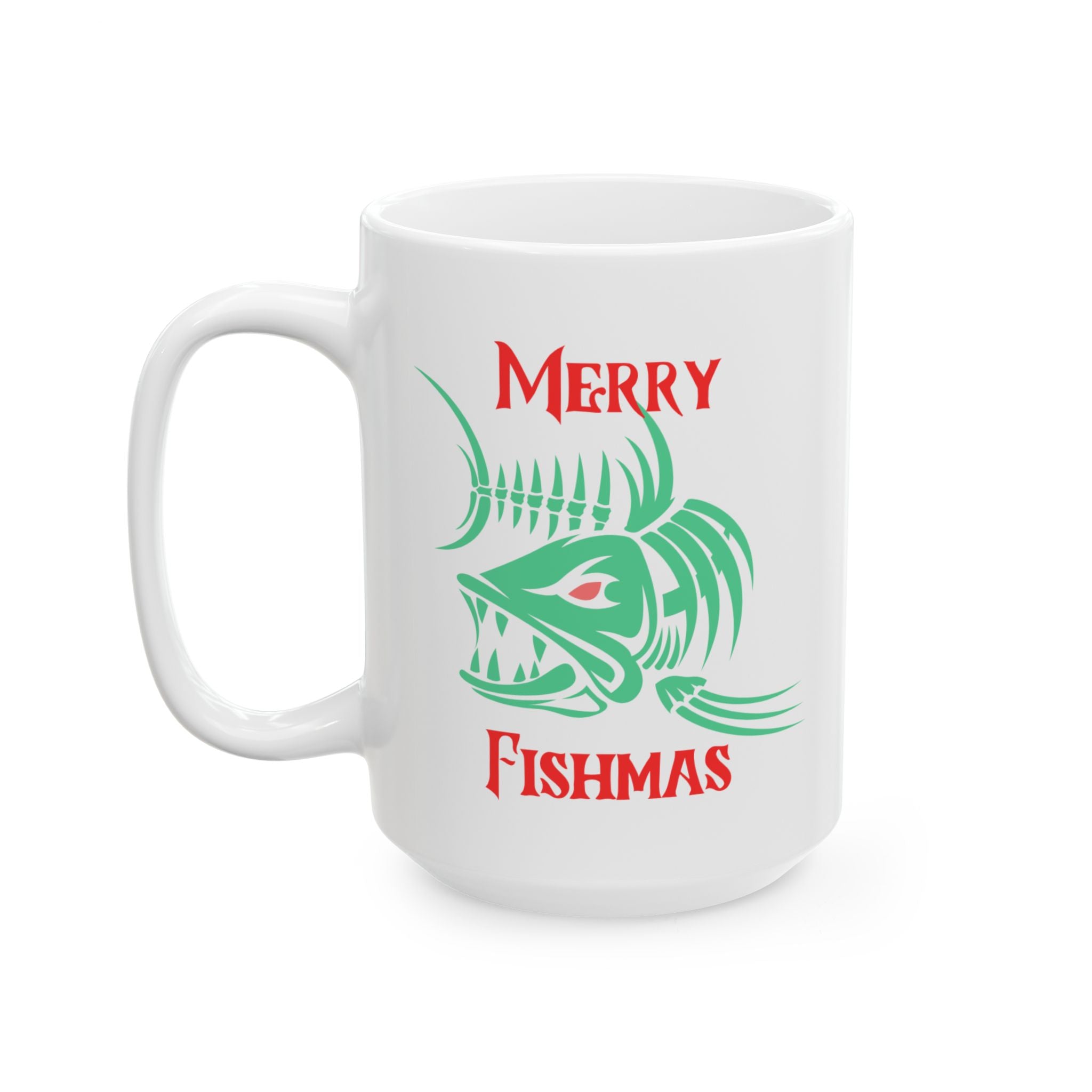 Fishing Theme Ceramic Mug — 'Merry Fishmas' Coffee Cup