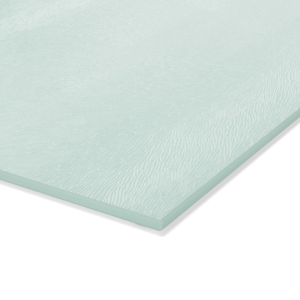 Glass Cutting Board — Mint 'Hook'em Cook'em Eat'em' Decorative Fishing Themed Kitchen Prep Board