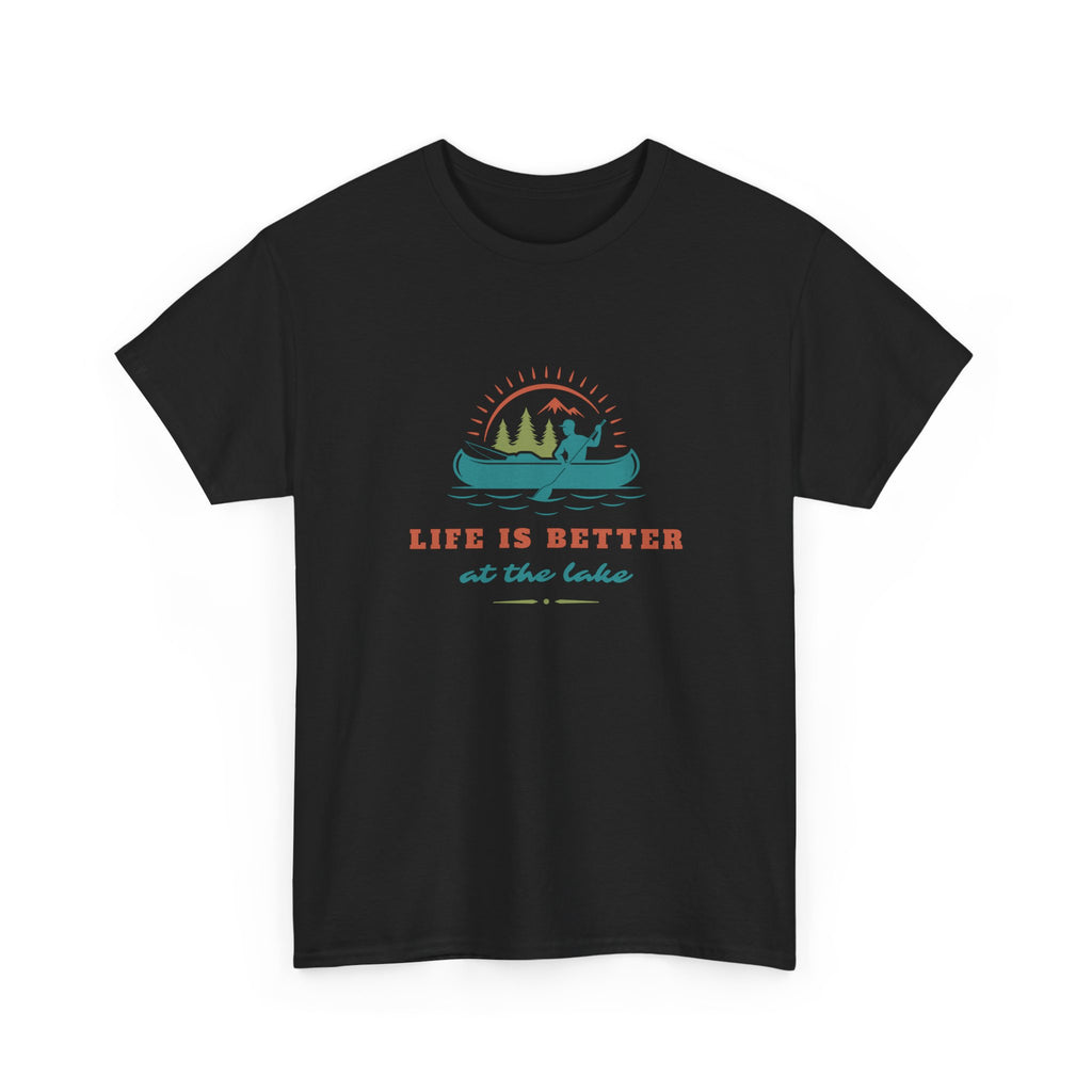Life is Better at the Lake Unisex Heavy Cotton T-Shirt - Comfortable Outdoor Shirt