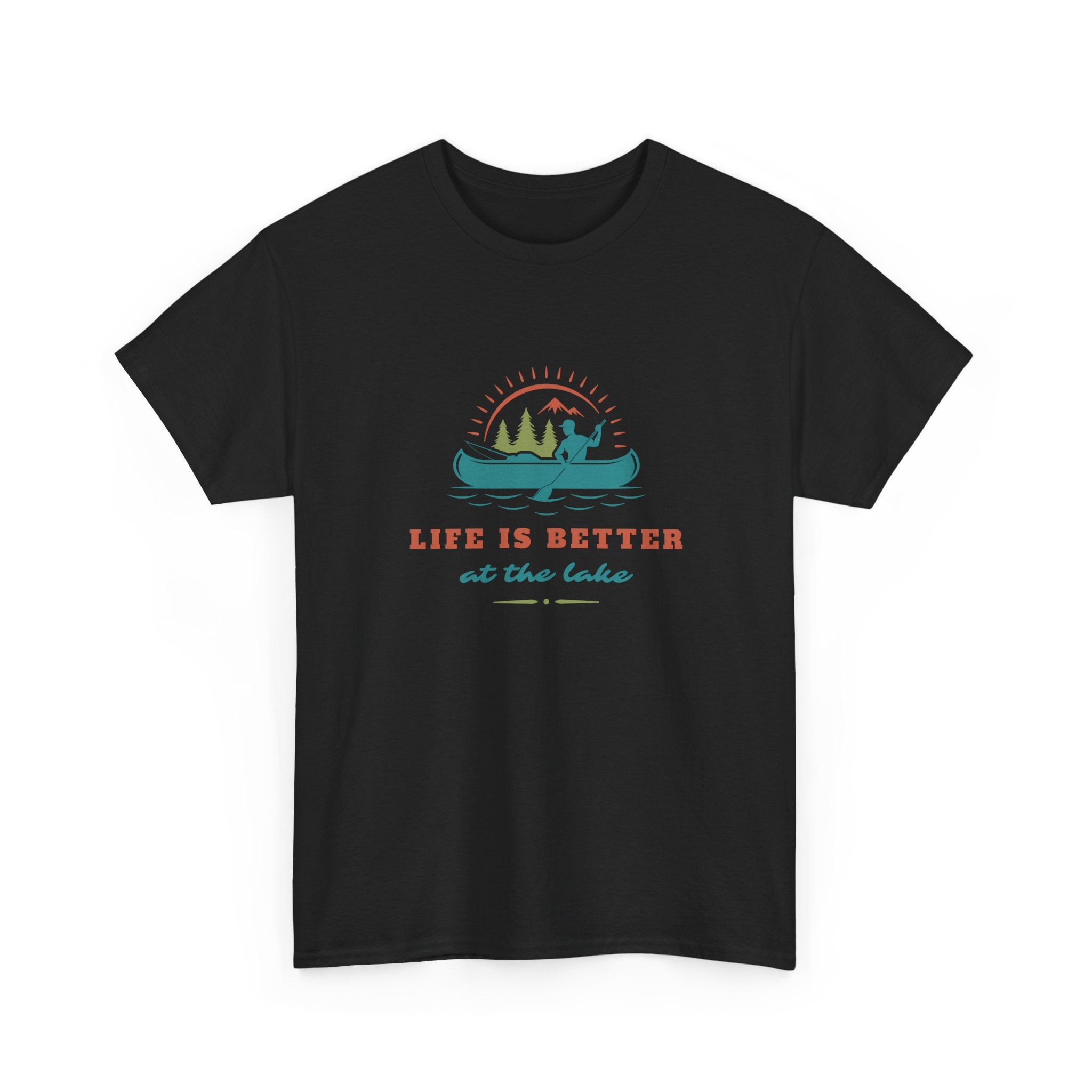 Life is Better at the Lake Unisex Heavy Cotton T-Shirt - Comfortable Outdoor Shirt