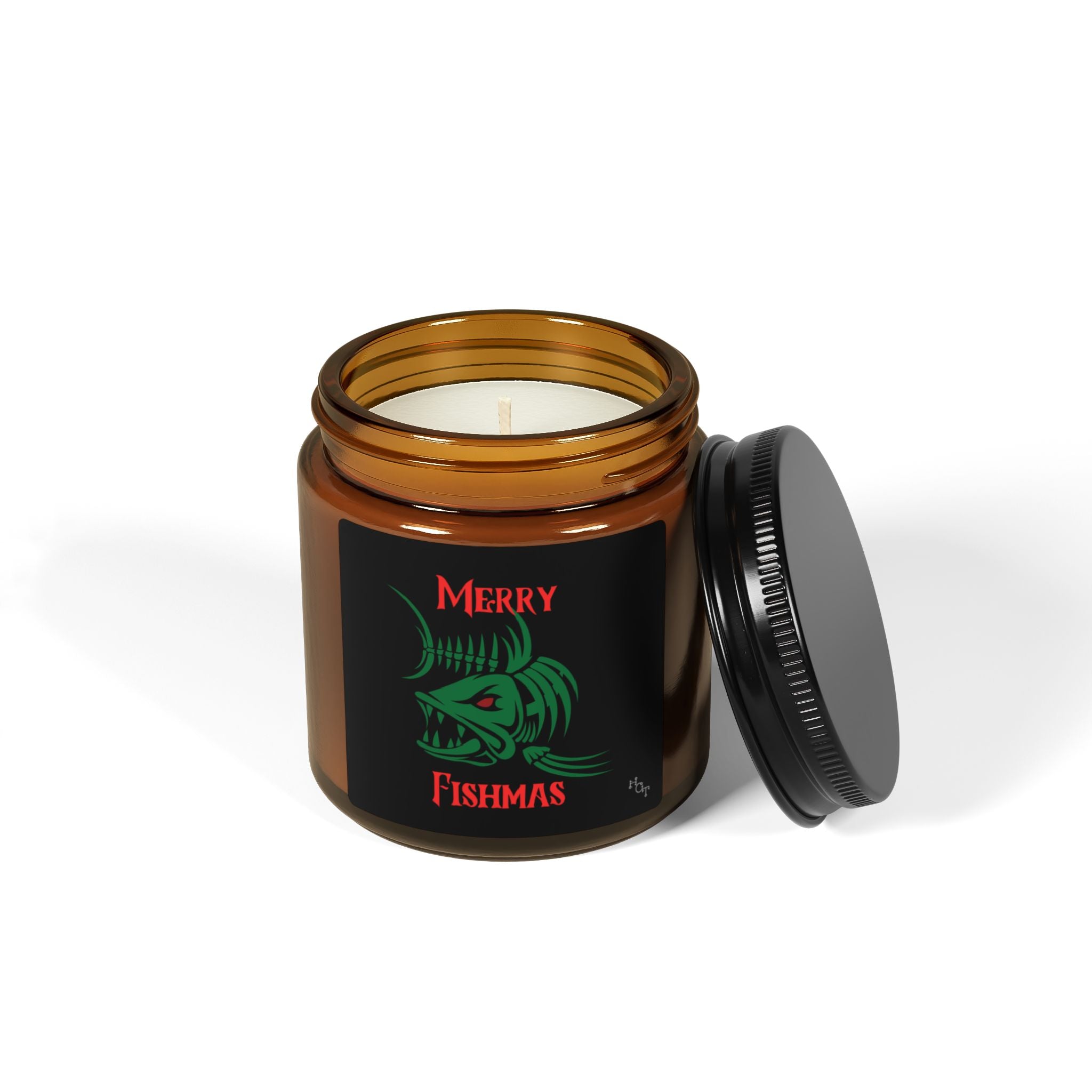 Merry Fishmas Soy Candle — Amber Jar Holiday Scented Candle