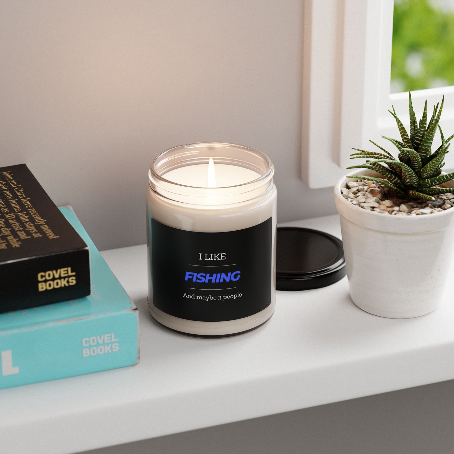 "I Like Fishing, and maybe 3 people"-Themed Scented Soy Candle - Perfect Gift for Anglers
