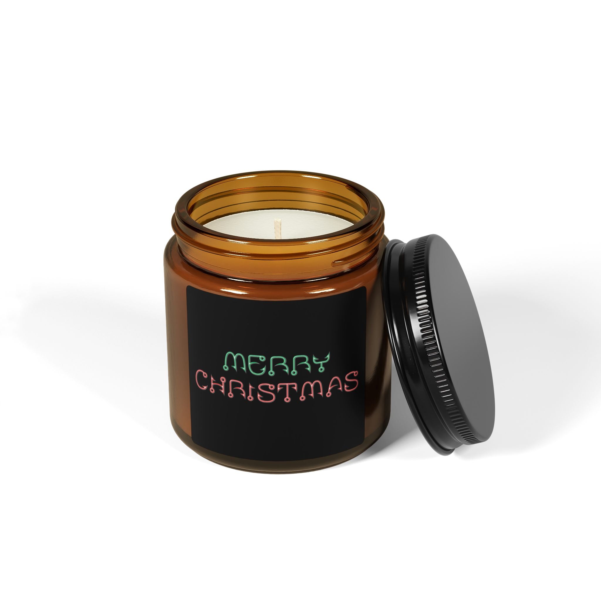 Christmas Scented Soy Candle — “Merry Christmas” Fishing Hook Amber Jar (Multiple Sizes)