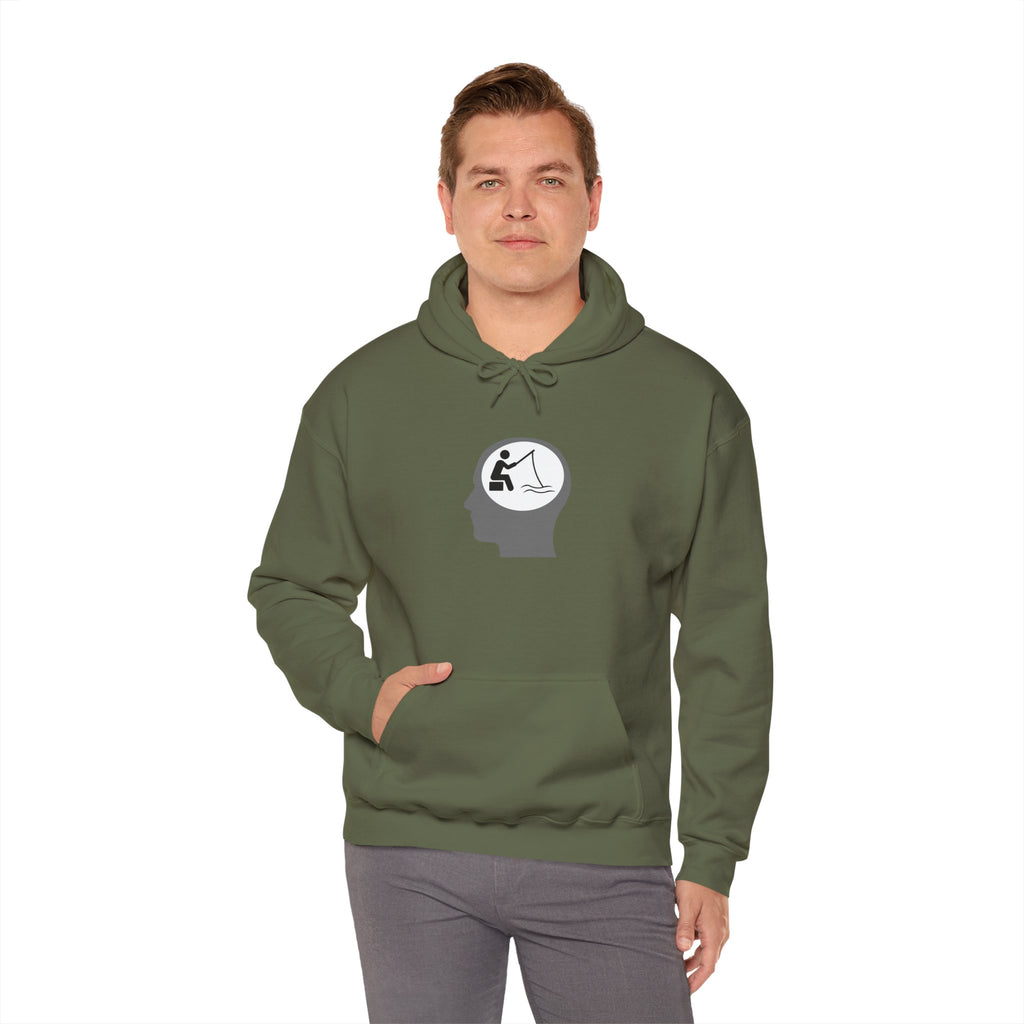 "Fishing On The Brain" Hoodie - Unisex Heavy Blend Sweatshirt with Relaxing Design