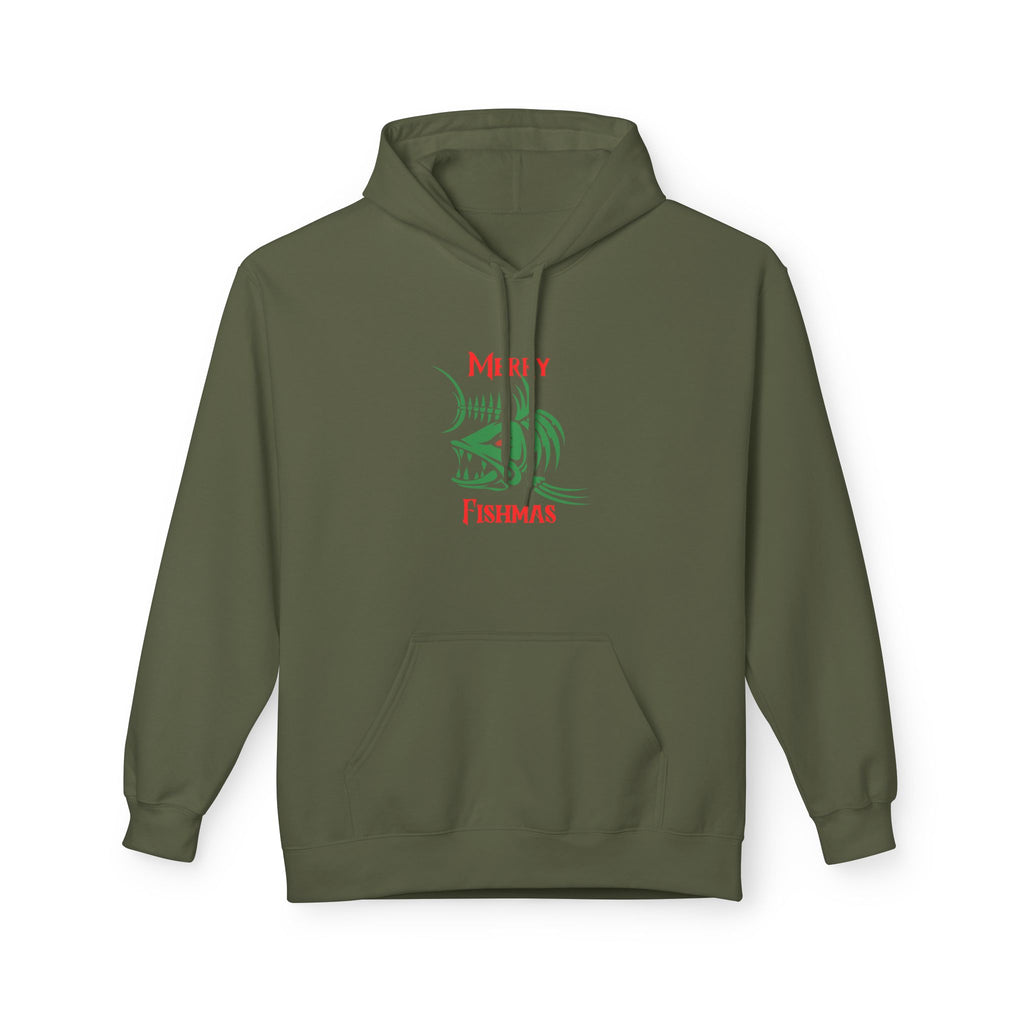 "Merry Fishmas" Hoodie — Holiday Fishing Graphic Pullover