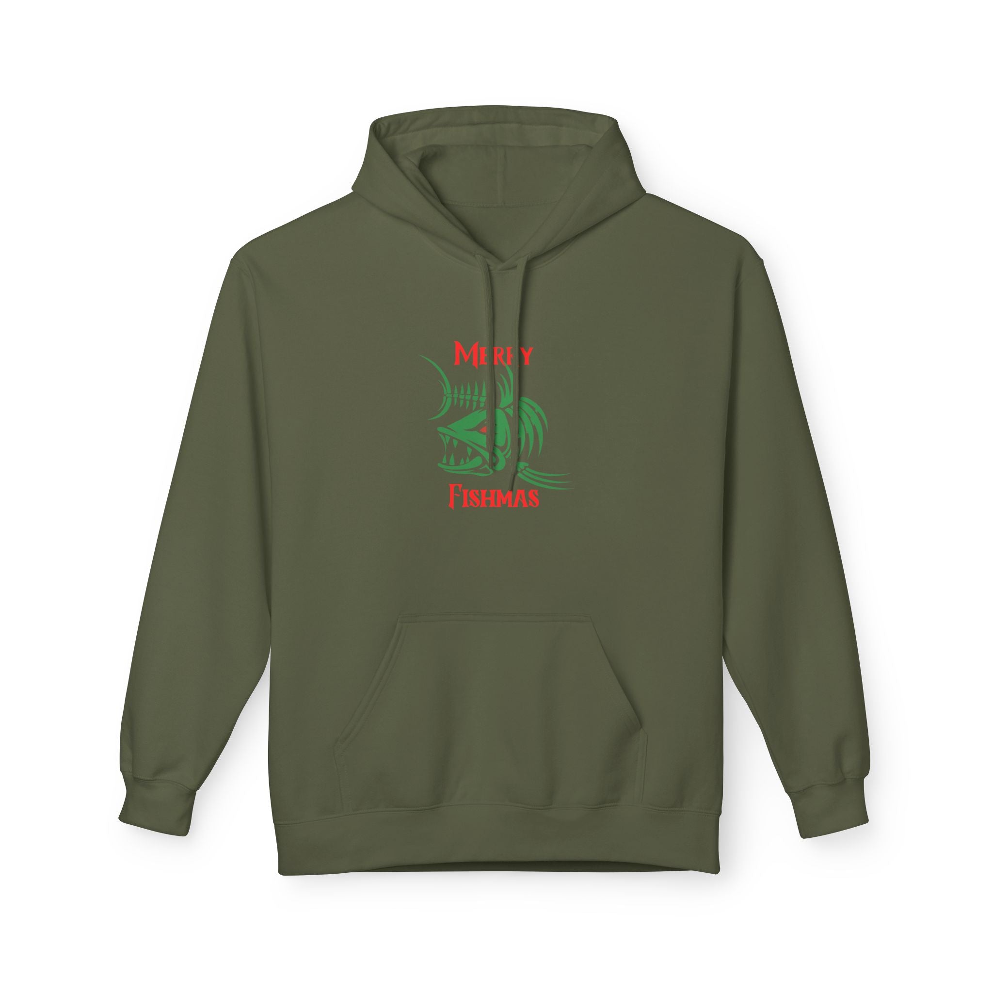 "Merry Fishmas" Hoodie — Holiday Fishing Graphic Pullover