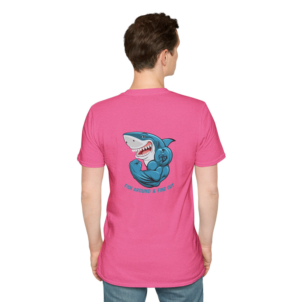 Humorous Unisex Softstyle T-Shirt - "Fish Around and Find Out - FAFO" Shark Design
