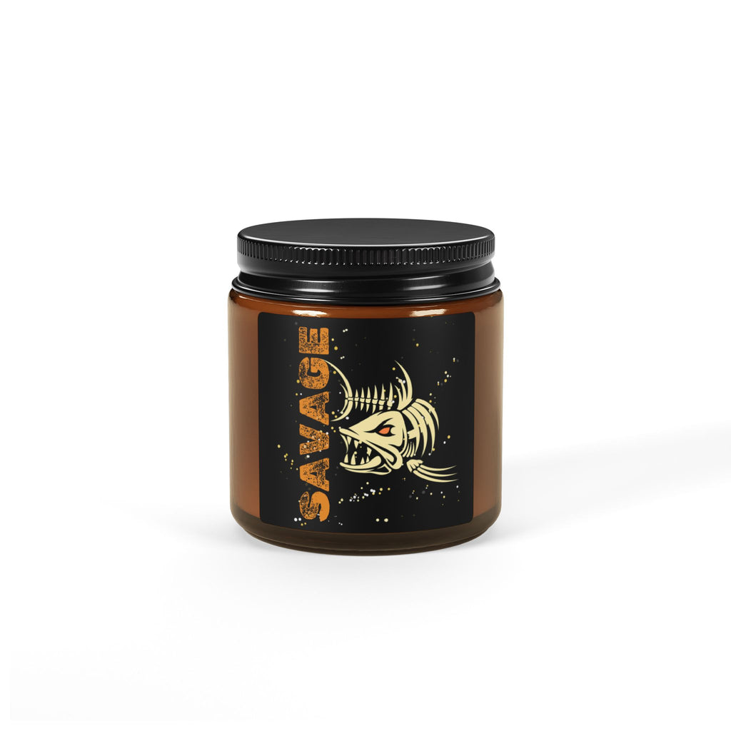 "Savage" Funny Fishing Amber Soy Candle (Masculine) — Gift for Anglers