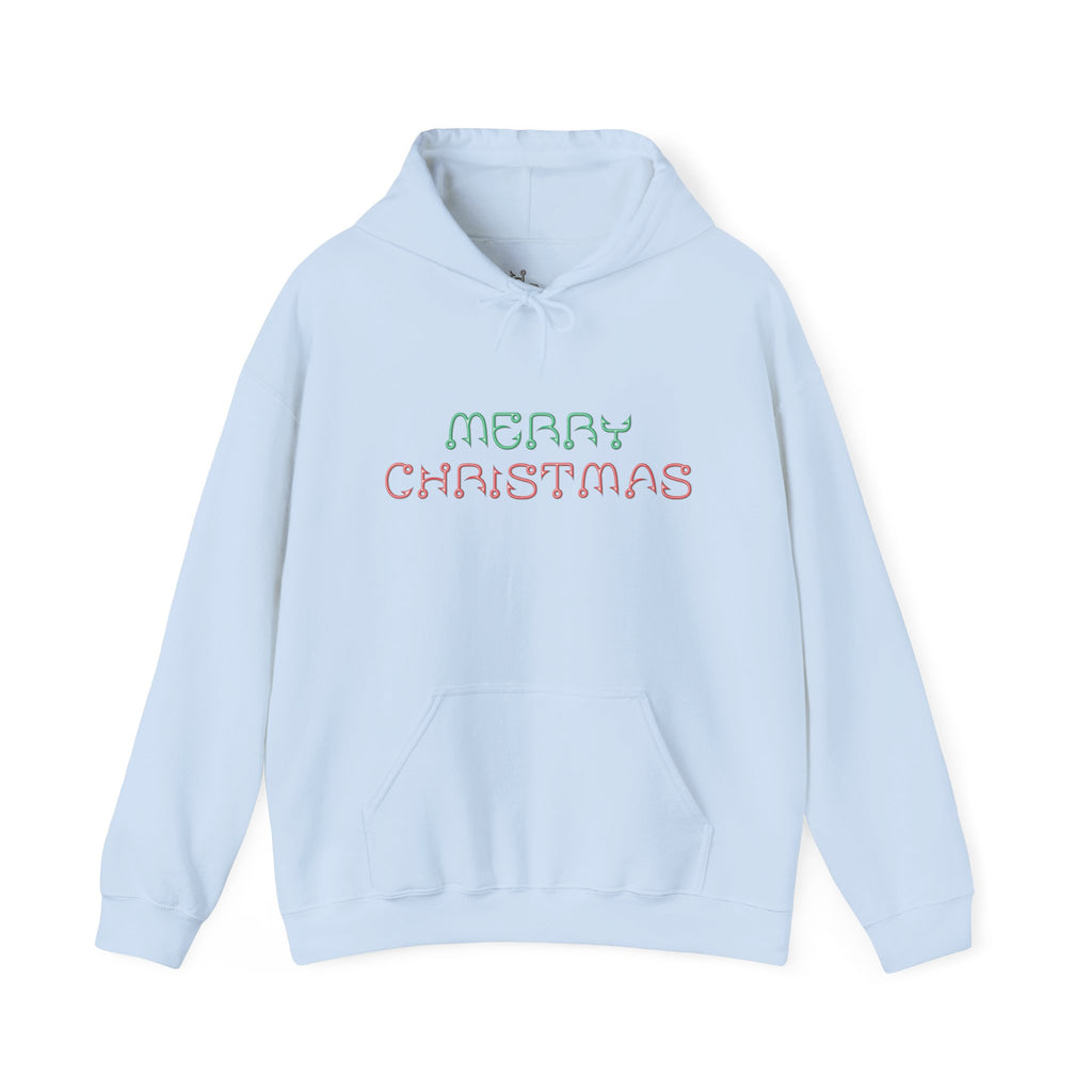 Merry Christmas Fishing Hook Script Hoodie — Cozy Holiday Sweatshirt