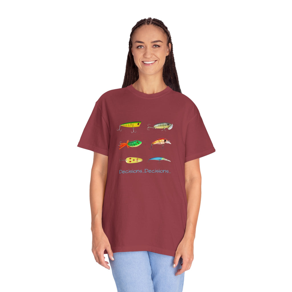 Unisex Fishing Theme T-Shirt - "Decisions, Decisions" Graphic Tee
