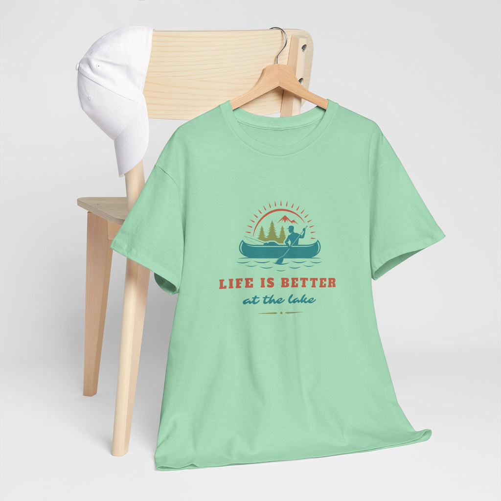 Life is Better at the Lake Unisex Heavy Cotton T-Shirt - Comfortable Outdoor Shirt