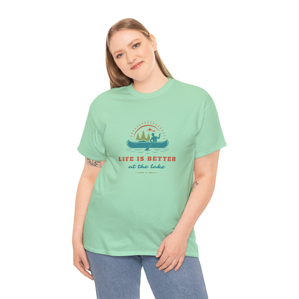 Life is Better at the Lake Unisex Heavy Cotton T-Shirt - Comfortable Outdoor Shirt