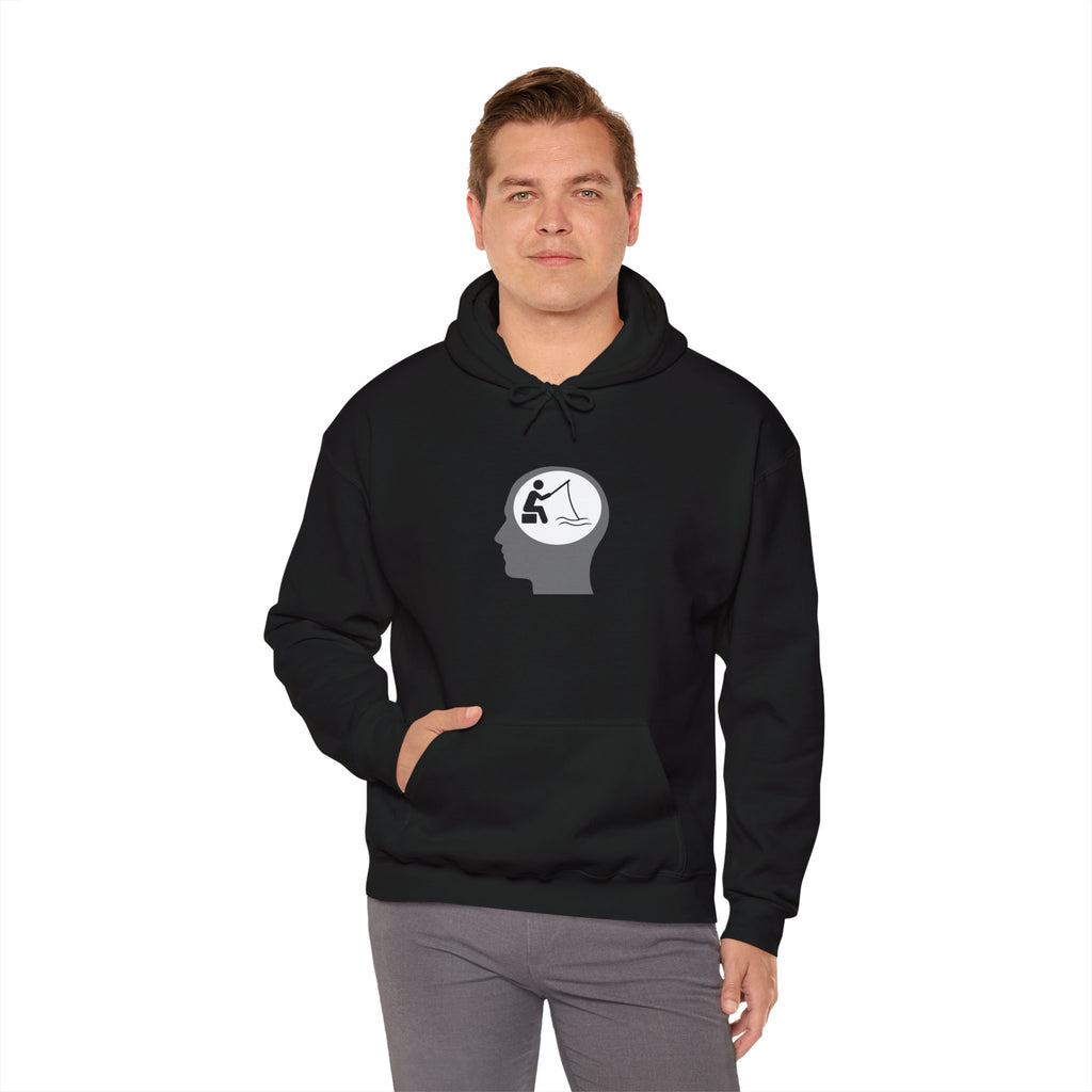 "Fishing On The Brain" Hoodie - Unisex Heavy Blend Sweatshirt with Relaxing Design
