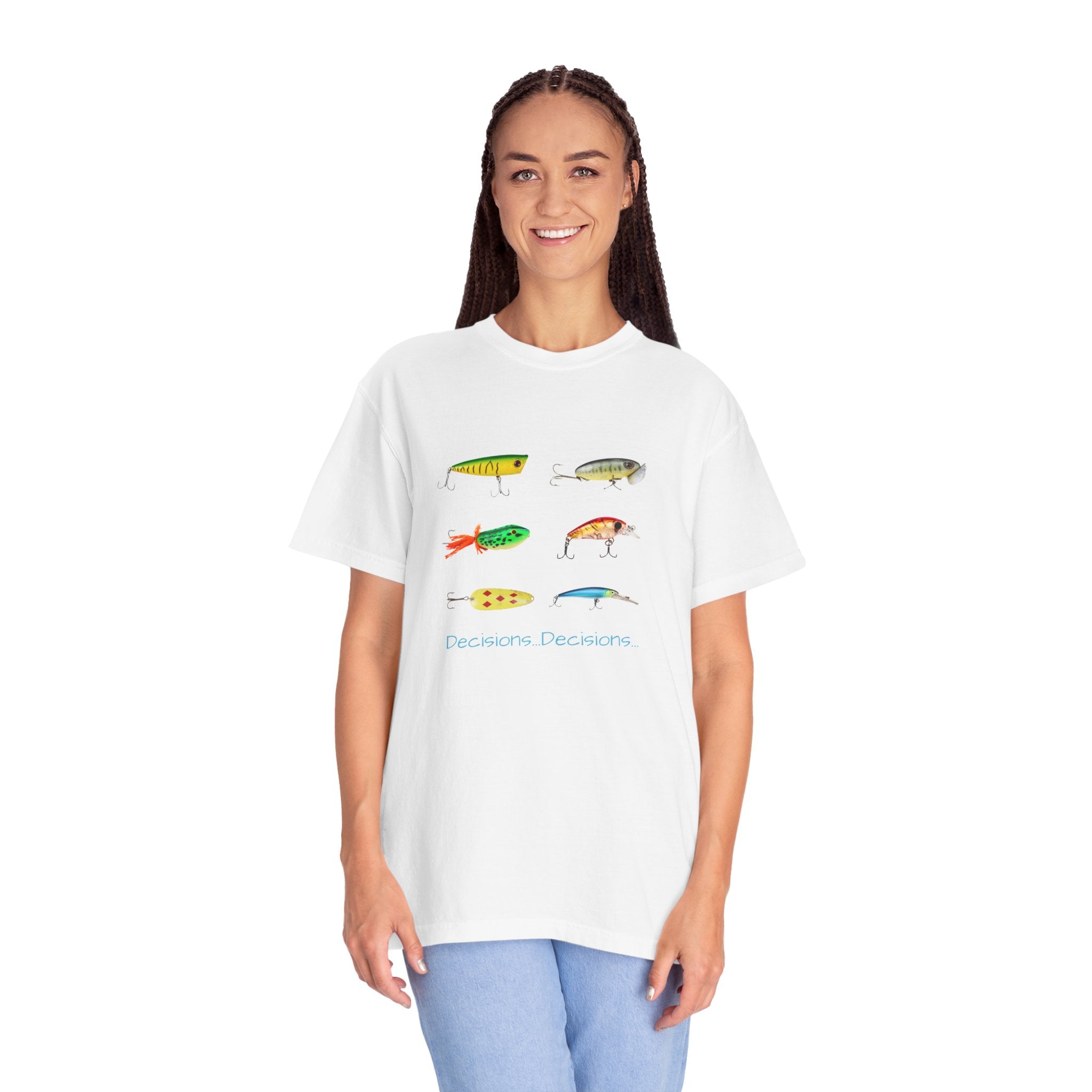 Unisex Fishing Theme T-Shirt - "Decisions, Decisions" Graphic Tee