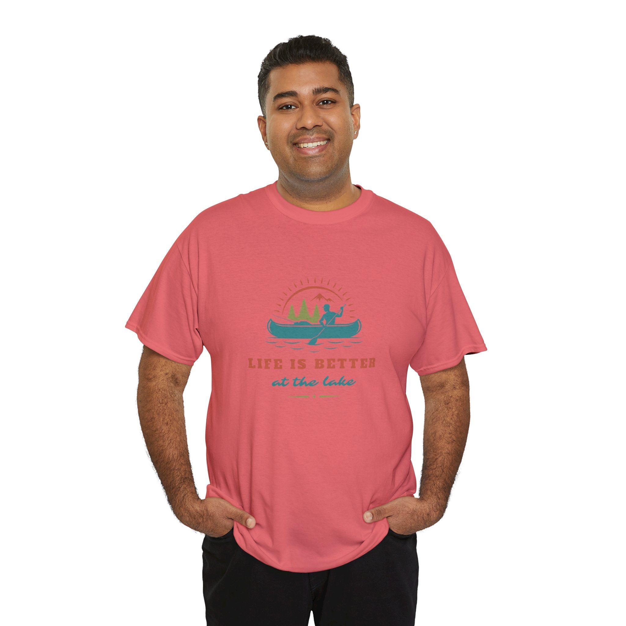 Life is Better at the Lake Unisex Heavy Cotton T-Shirt - Comfortable Outdoor Shirt