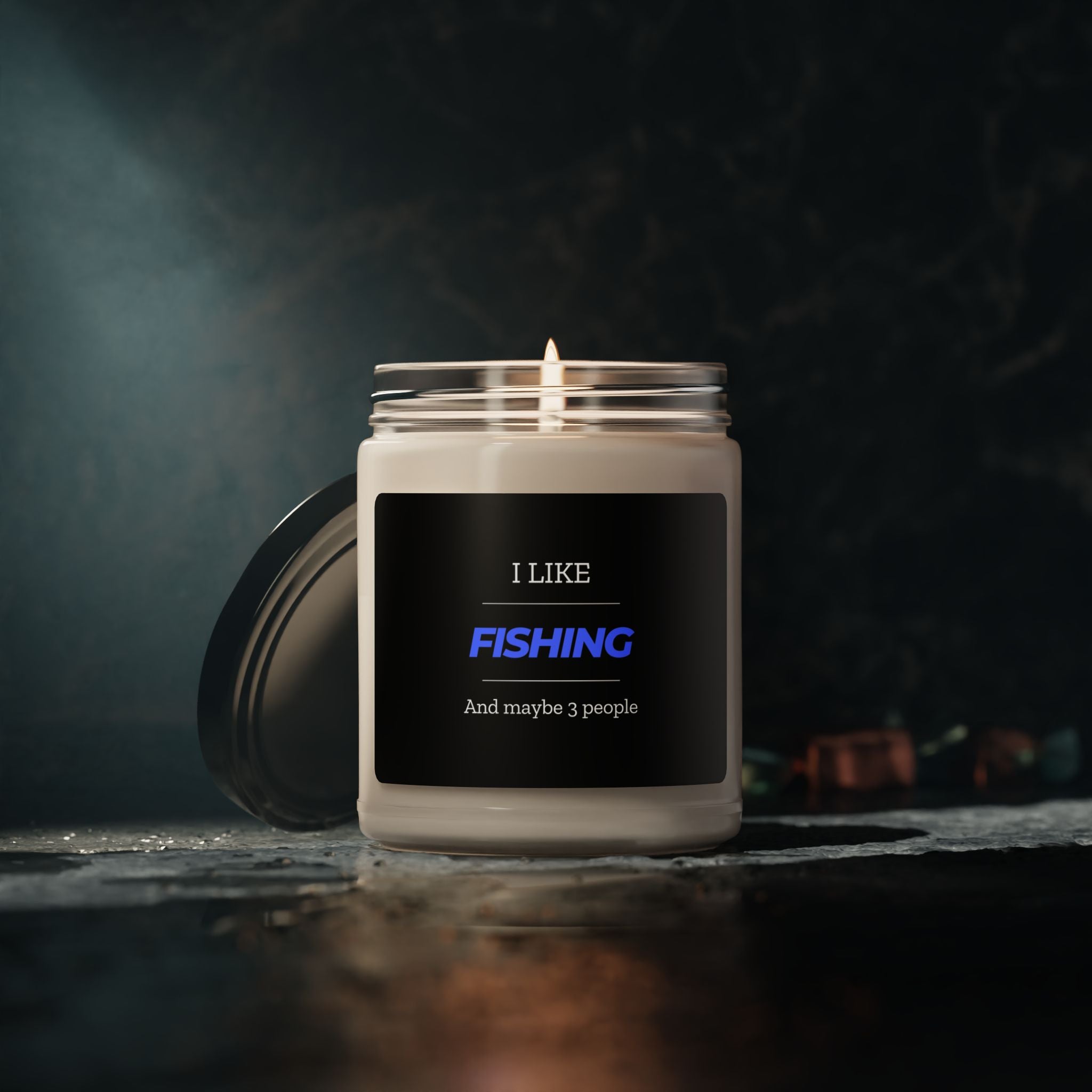 "I Like Fishing, and maybe 3 people"-Themed Scented Soy Candle - Perfect Gift for Anglers