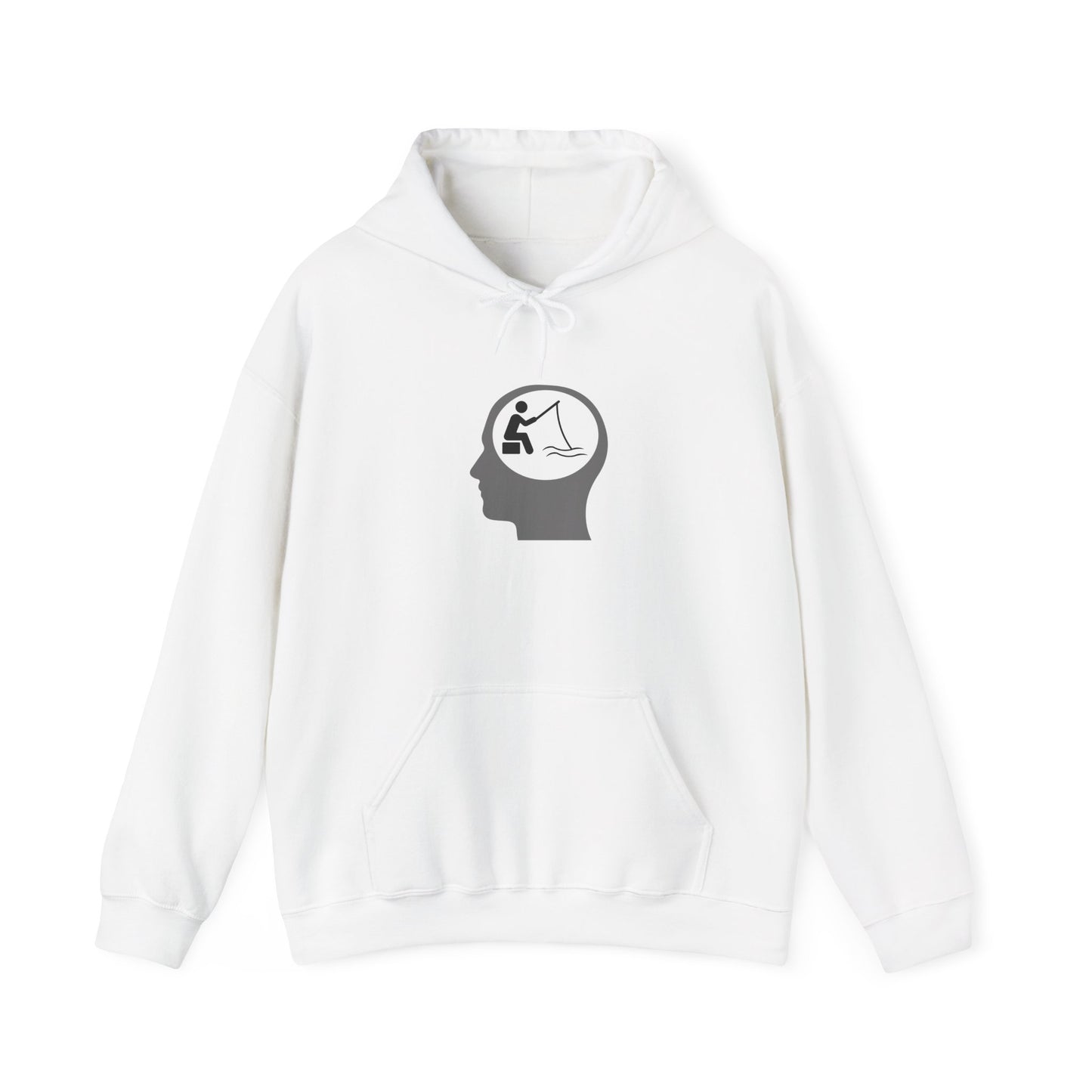 "Fishing On The Brain" Hoodie - Unisex Heavy Blend Sweatshirt with Relaxing Design